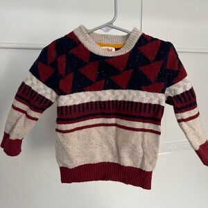 Kids Red and Navy Geometric Sweater